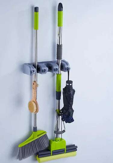Spring-Grip Mop & Broom Organizer