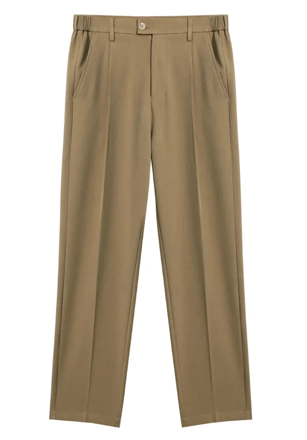Men's Loose Fit Cotton Casual Straight-Leg Pants: Wrinkle-Resistant, Multiple Colors