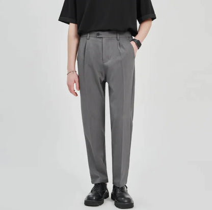 Men's Loose Fit Cotton Casual Straight-Leg Pants: Wrinkle-Resistant, Multiple Colors