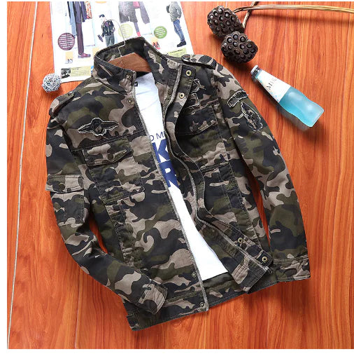 Men's Casual Slim Fit Camouflage Denim Jacket