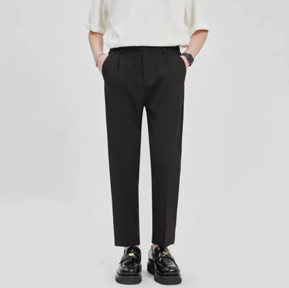 Men's Loose Fit Cotton Casual Straight-Leg Pants: Wrinkle-Resistant, Multiple Colors