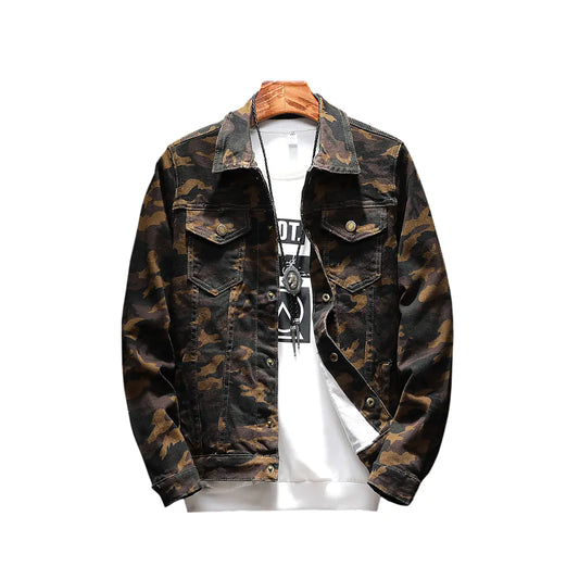 Men's Casual Slim Fit Camouflage Denim Jacket